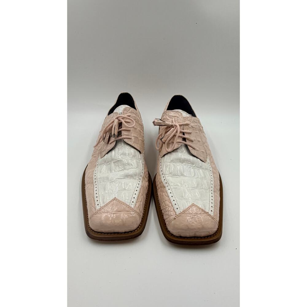 Giorgio Brutini Shoes Mens 13M Beige White Croc Embossed Leather Square Toe - Picture 2 of 8